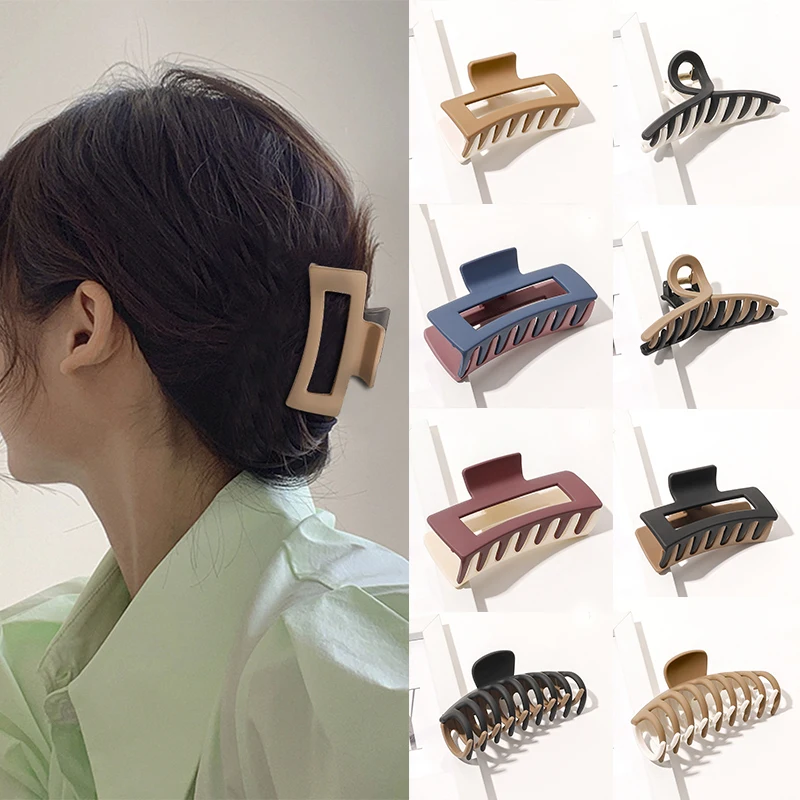 

Oversized Hair Clip Acrylic Hair Claw Rectangle Transparent Ponytail Hairpin Solid Color Hair Accessories Geometry Hair Crab