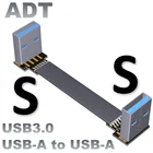 USB3.0 мужчина к Женский ультра-тонкий передачи плоский провод женский для мужского двойной изгиб 5GБит против часовой стрелки на полной скорости