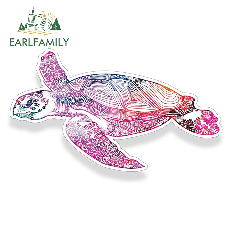 

EARLFAMILY 13cm x 7.8cm For Watercolor Sea Turtle Car Stickers Waterproof Decal Personality Creative Laptop Refrigerator Decor