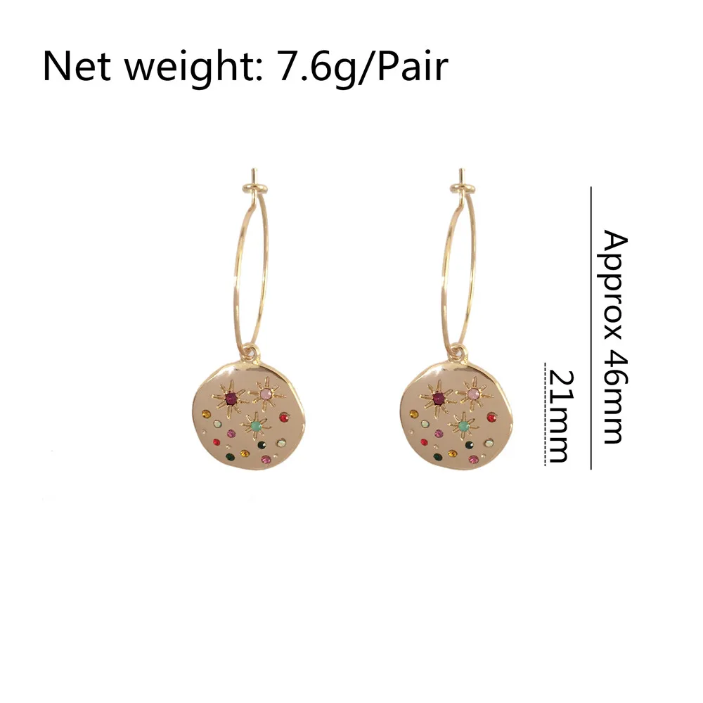 Набор из круглых серег и ожерелья с подвеской многоцветный камнем подарок для