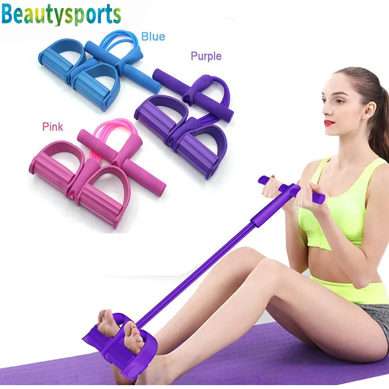 4 Tube Resistance Bands Pull Rope Sit Up Pedal Exerciser Assistant Expander Yoga Home Fitness Gum Bands
