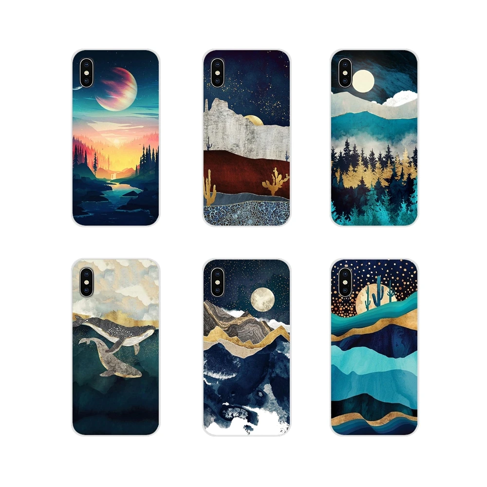 Чехол для телефона Marble Mountain Moon Черный силиконовый чехол Huawei G7 G8 P8 P9 P10 P20 P30 Lite Mini Pro P