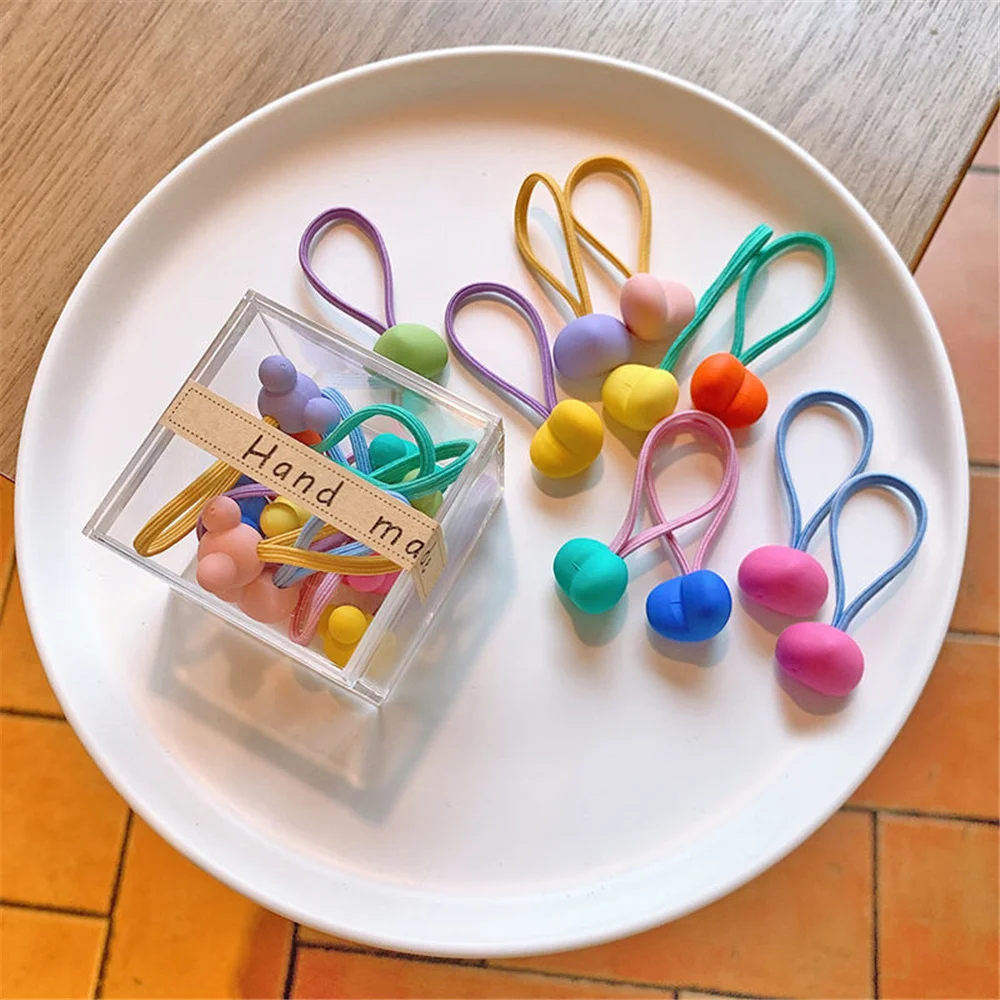 

10pcs/lot Sweet Tie Hair Rubber Band Candy Color Children Elastic Hair Rope Ponytail Bandage Cute Girl Hair Accessories