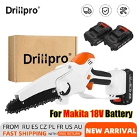 drillpro 20000mah 21v 6 inch mini electric chain saw rechargeable chainsaw 2 batteries garden power tool for makita 18v battery