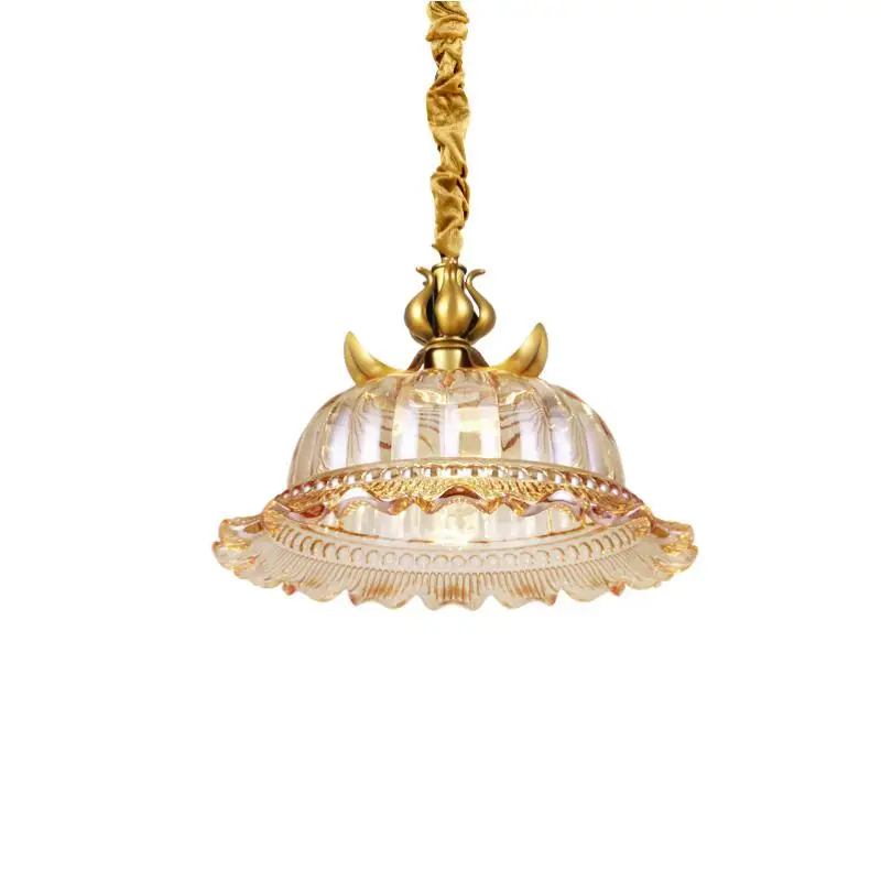 Modern Vintage Full Copper Lamp Chandelier Avize For Dining Room Mediterranean Luxury Led Lustre E14 Glass Shade | Лампы и освещение