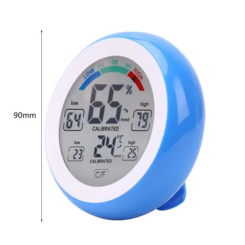 

Round Thermometer Hygrometer Digital LCD Touch Alarm Clock Dual Use Wireless Electronic Clock Indoor Home Office Decoration