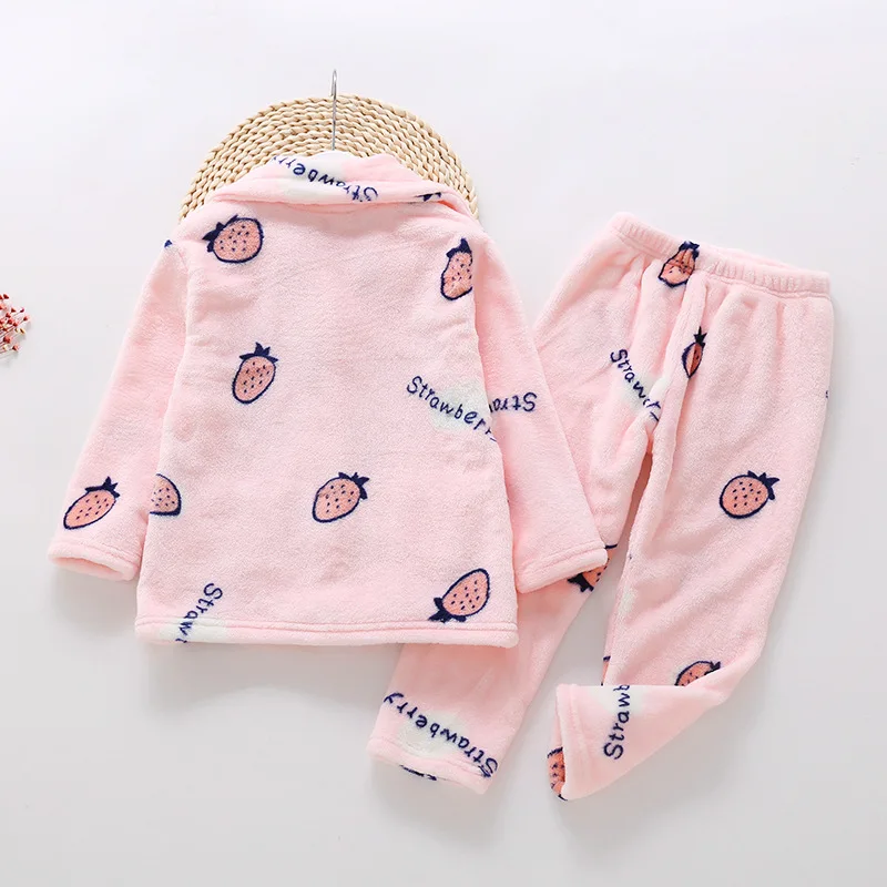 Детские пижамные комплекты детская теплая зимняя фланелевая одежда для сна с