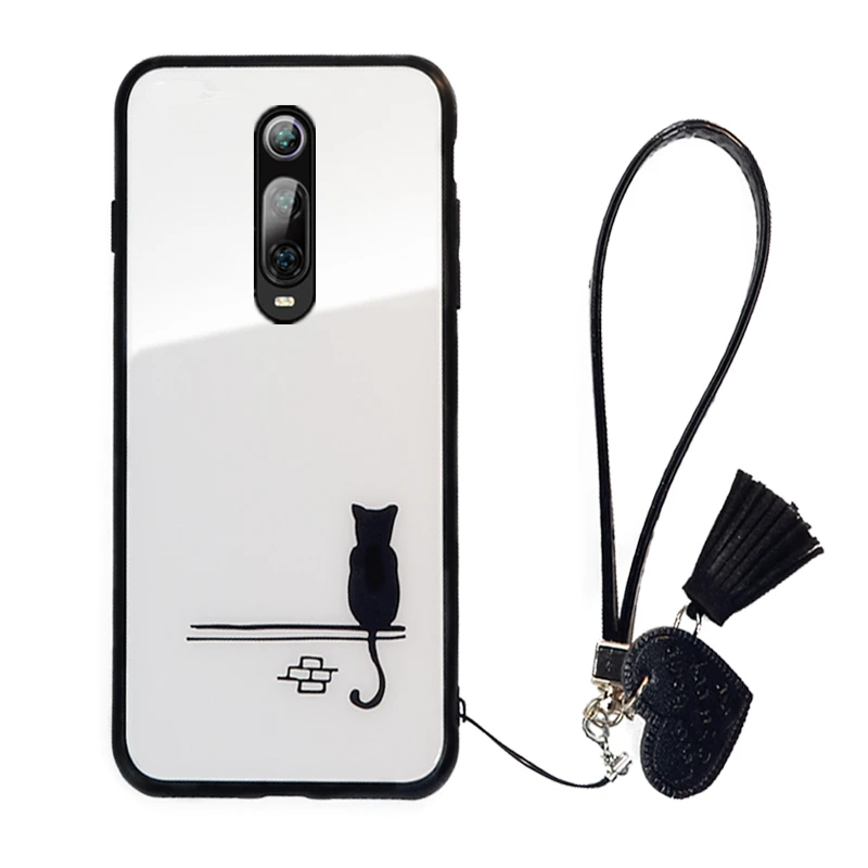 Case &amp Strap For Meizu M9 M8 M6 M5 Note Glass Hard Cover 15 16 16s 16xs v8 x8 s6 E3 simple Cute cat lanyard funda | Мобильные
