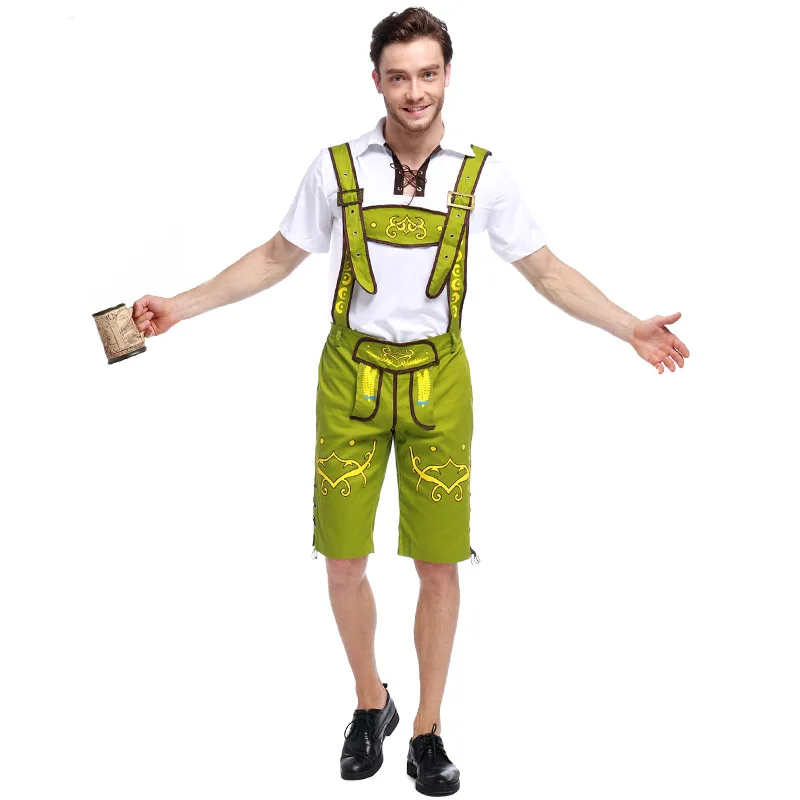 

COLDKER Adult men Oktoberfest Costume Lederhosen Bavarian German Beer male's Costumes Man Halloween Cosplay Costumes