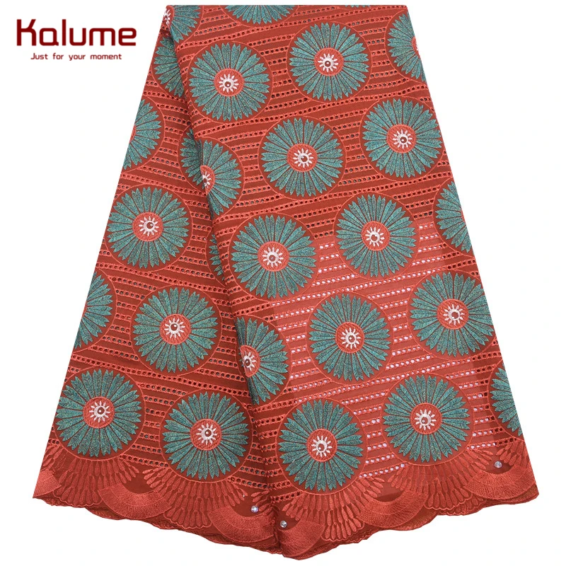 Новейший дизайн африканская швейцарская хлопчатобумажная кружевная ткань Kalume