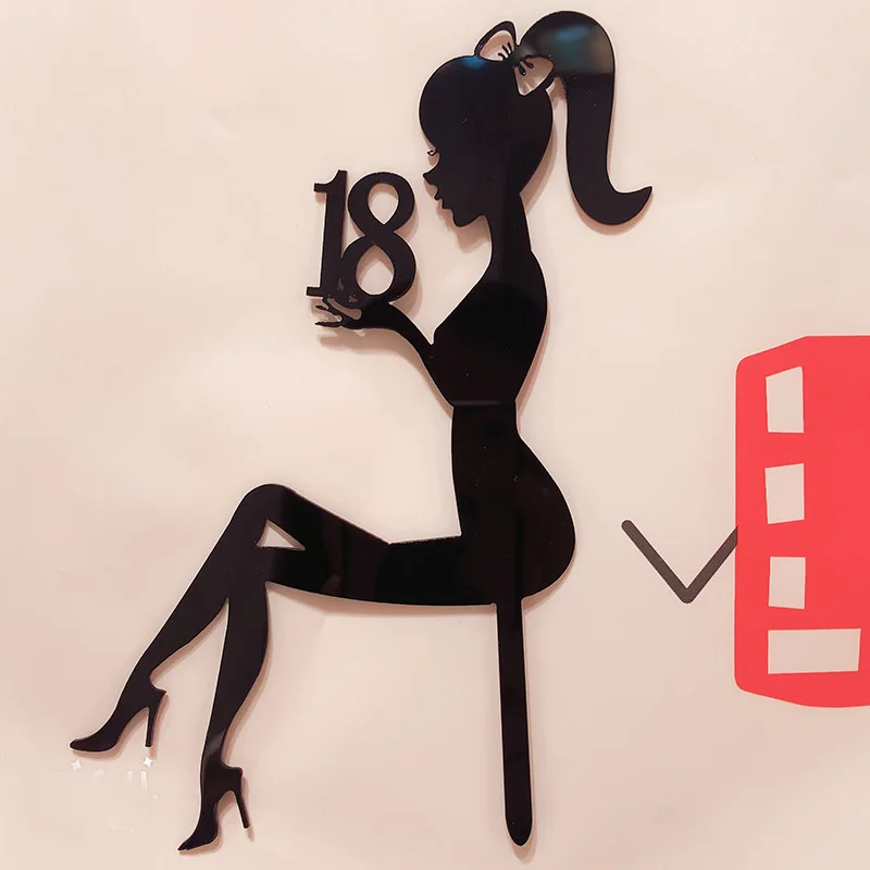 

New High Heels Lady Happy Birthday Acrylic Cake Topper Wedding Girls Cake Toppers for 16 18 21 Birthday Party Cake Decorations