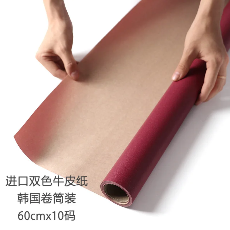 60 см * 15 ярдов двусторонняя цветочная упаковка рулон крафт-бумаги