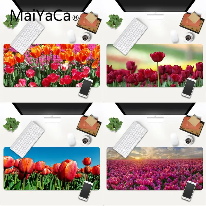 

MaiYaCa New Printed Tulip flower Rubber Pad to Mouse Game Gaming Mouse Mat xl xxl 800x300mm for world of warcraft
