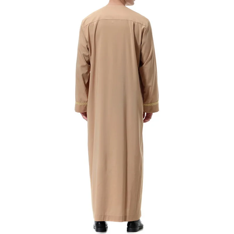 Новое поступление, солидное мужское мусульманское Макси-платье Saudi thebe, мусульманское платье abaya jilbaba, Дубай, для любого случая, осеннее платье jubba thebe