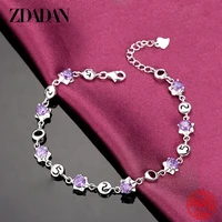 zdadan 925 sterling silver amethyst charm bracelet chain for women jewelry accessories wholesale