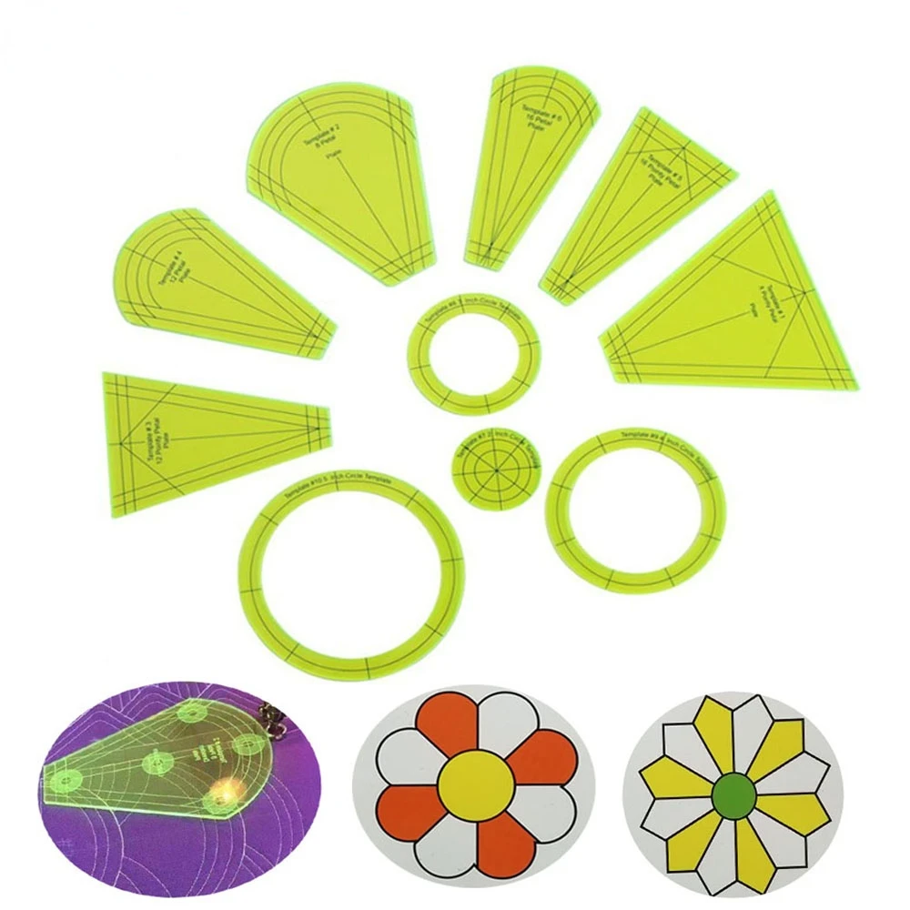 

10Pcs/set Template Patchwork Ruler Kit DIY Plate Template for Domestic Sewing Machine Parts Handmade Sewing Supplies Craft Tool