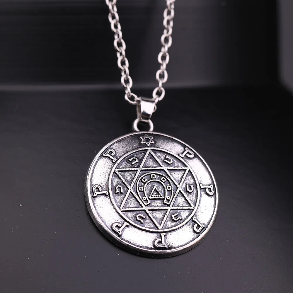 LIKGREAT винтажное ожерелье со звездой Давида Круглый Кулон удачи амулет ювелирные