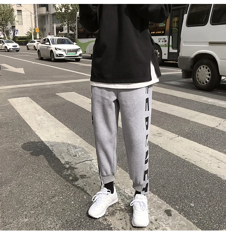 Plus Velvet Thick Joggers Pants Men's Fashion Letters Printed Casual Sweatpants Men Street Wild Hip Hop Loose Trousers Mens