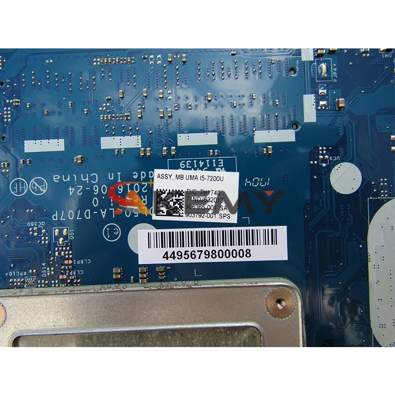 

914598-601 914598-501 914598-001 LA-D707P For HP Notebook 15-AY 15-AC series Laptop Motherboard with i7-7500U CPU