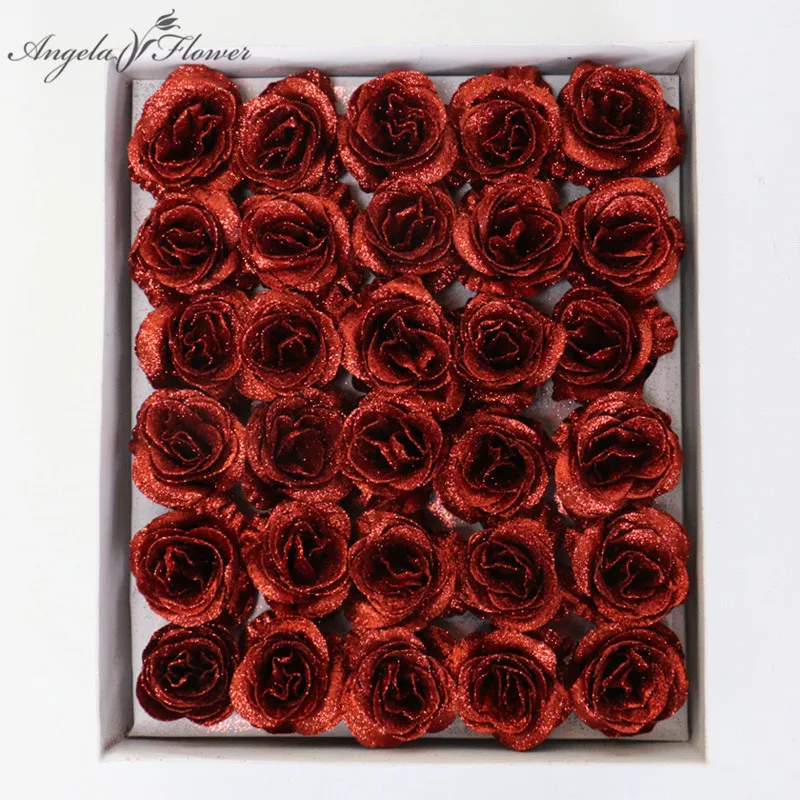 30 шт. Кристальный Золотой блестящий искусственный букет с розами для украшения