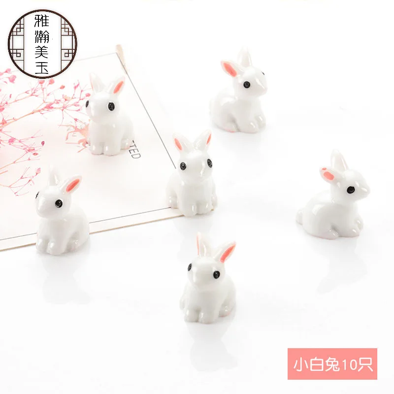 

10 Pieces Mini Bunny Creative Tabletop Resin Decoration Microscopic Plant Home Room Japanese Car Rabbit Decoration Toy
