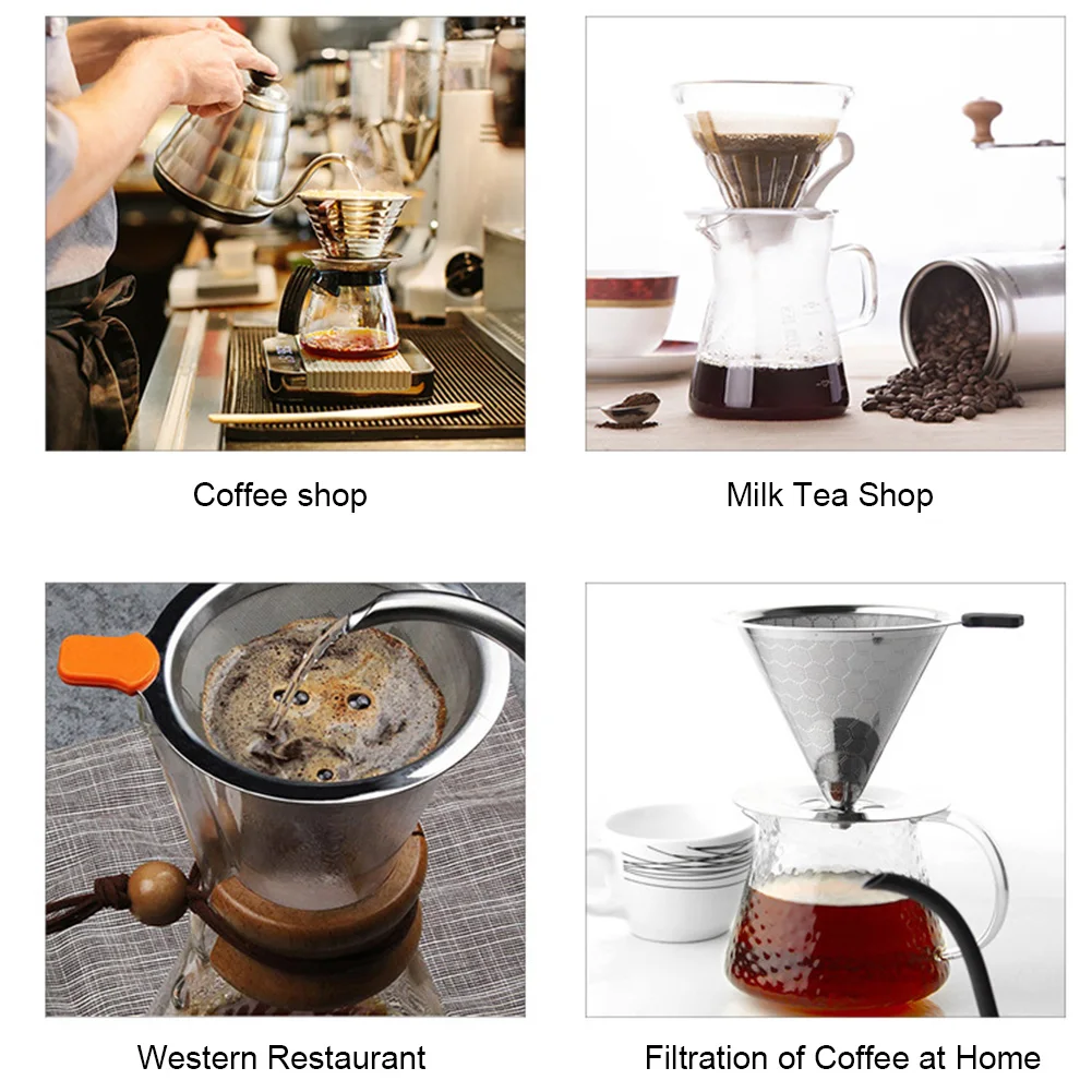 Новый фильтр для кофе из нержавеющей стали многоразовый конусный капельница со
