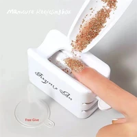 double layer glitter powder drill nail art manicure tools profesional jewelry recycling box storage portable container white diy