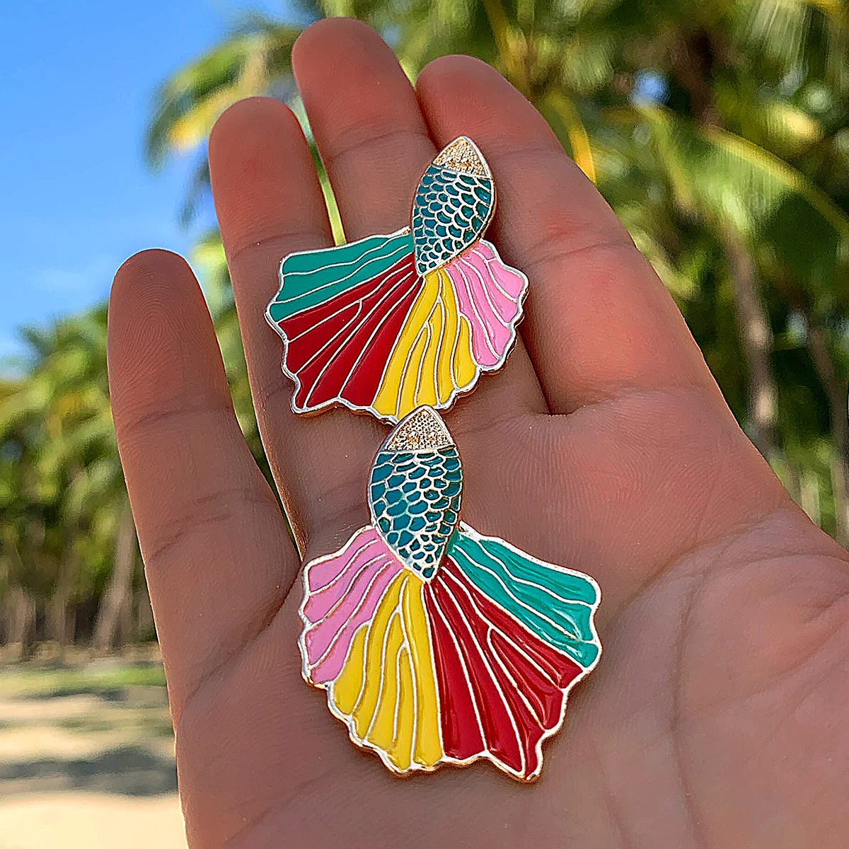 

Tocona New Design Colorful Fish Drop Dangle Earrings for Women Charming Enamel Earrings Ethnic Jewelry Party Gift Accessories