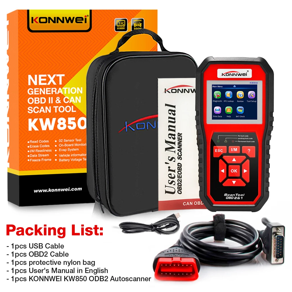 KONNWEI KW850 obd2 сканер Многоязычный Полный OBD 2 функциональный автомобильный