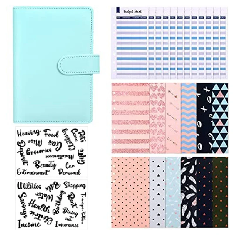 

A6 Binder Budget Envelope System Budget Planning Notepad A6 PU Leather Notebook Binder Budget Money Envelope Cash