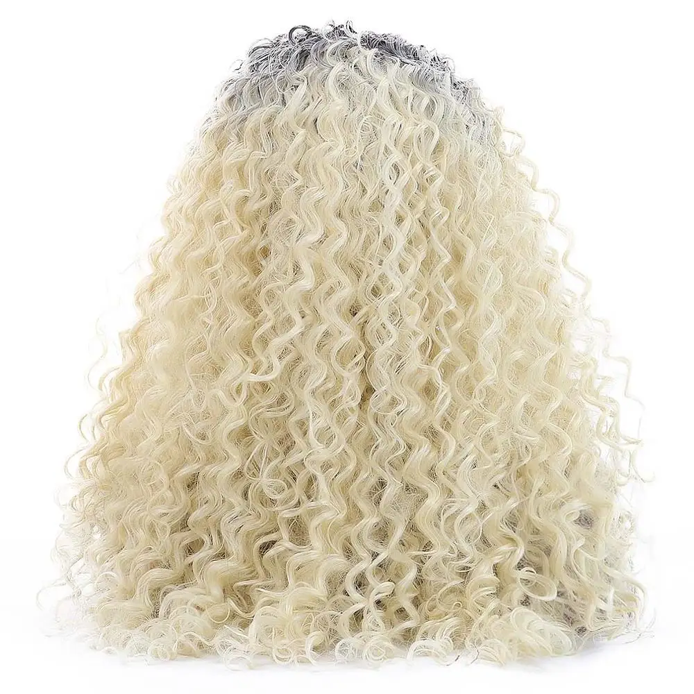 HPLS001-5 2" длинные вьющиеся 613# блонд АФРО Синтетические волосы парики 15" x 4," передние кружева богемные натуральные части африканские парики для черных женщин - Цвет: HPLS001-5