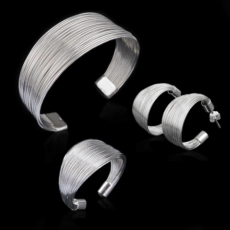 Набор ювелирных изделий из серебра 925 пробы для женщин модный многолинейный