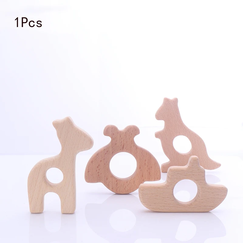 1 шт. Детская Игрушка прорезыватель деревянная Соска с животным кулоном BPA