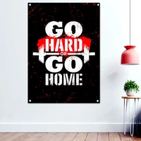 go hard or go home fitness gym wallpaper banner flag muscle workout motivation poster wall art hanging paintings wall decor