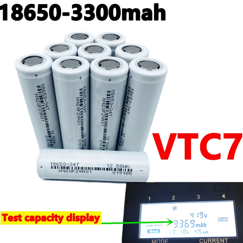 

100% original 18650 battery 3300mah INR18650 3.7V Rechargeable battery Li ion lithium ion 18650 30a large current 18650 VTC7