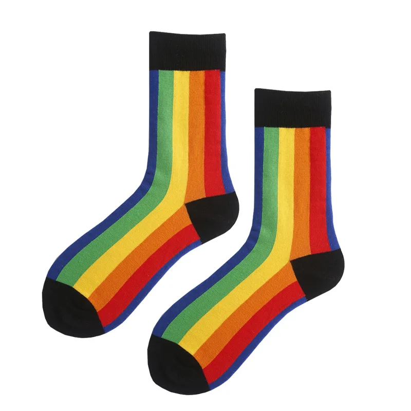 

Rainbow Girl Socks Patchwork Sock Women Creative Color Matching Sox Trend High Quality Breathable Multicolor Japanese Skarpetki