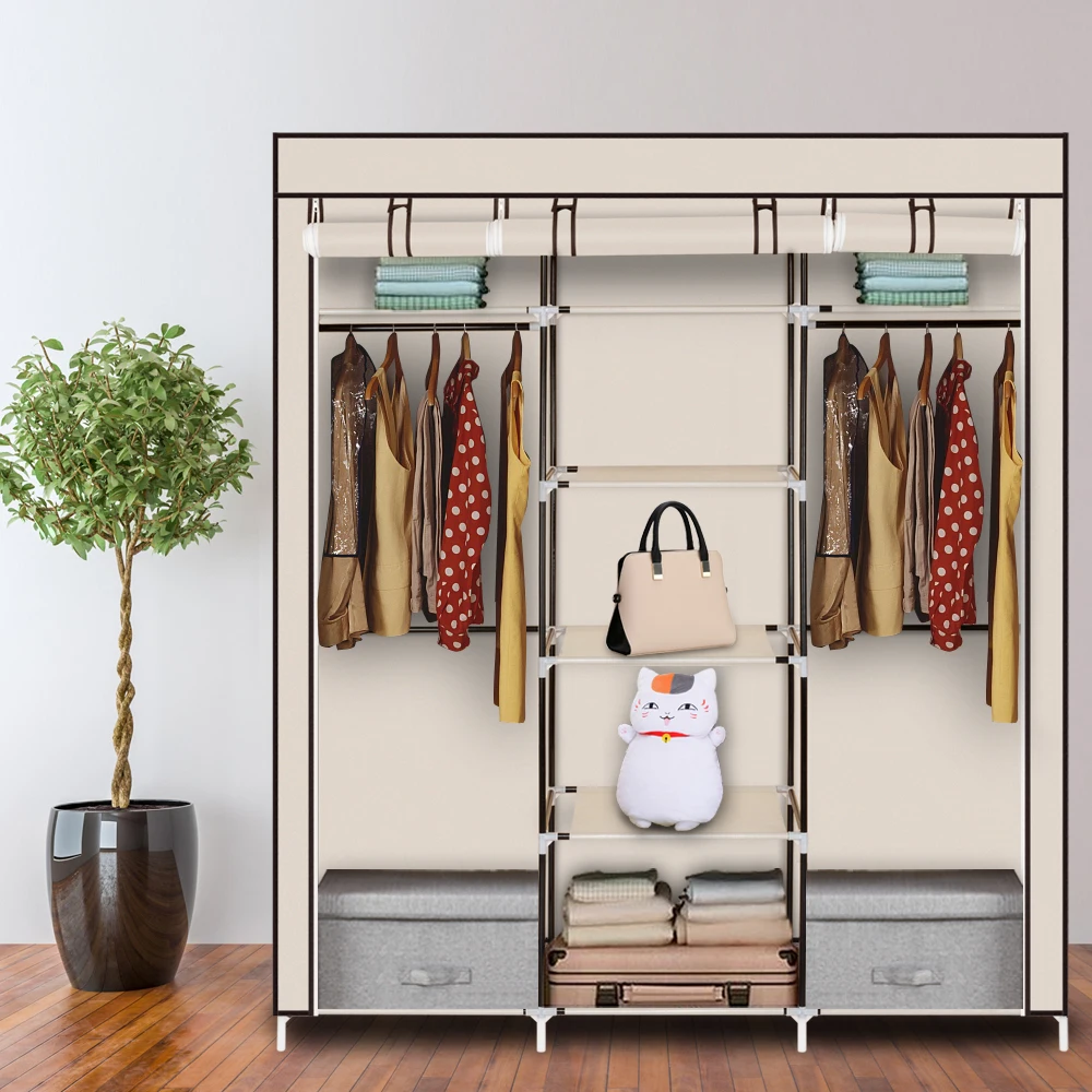

Шкаф для хранения одежды, складной шкаф из нетканого материала 69 дюймов, защита от пыли, влаги, для спальни