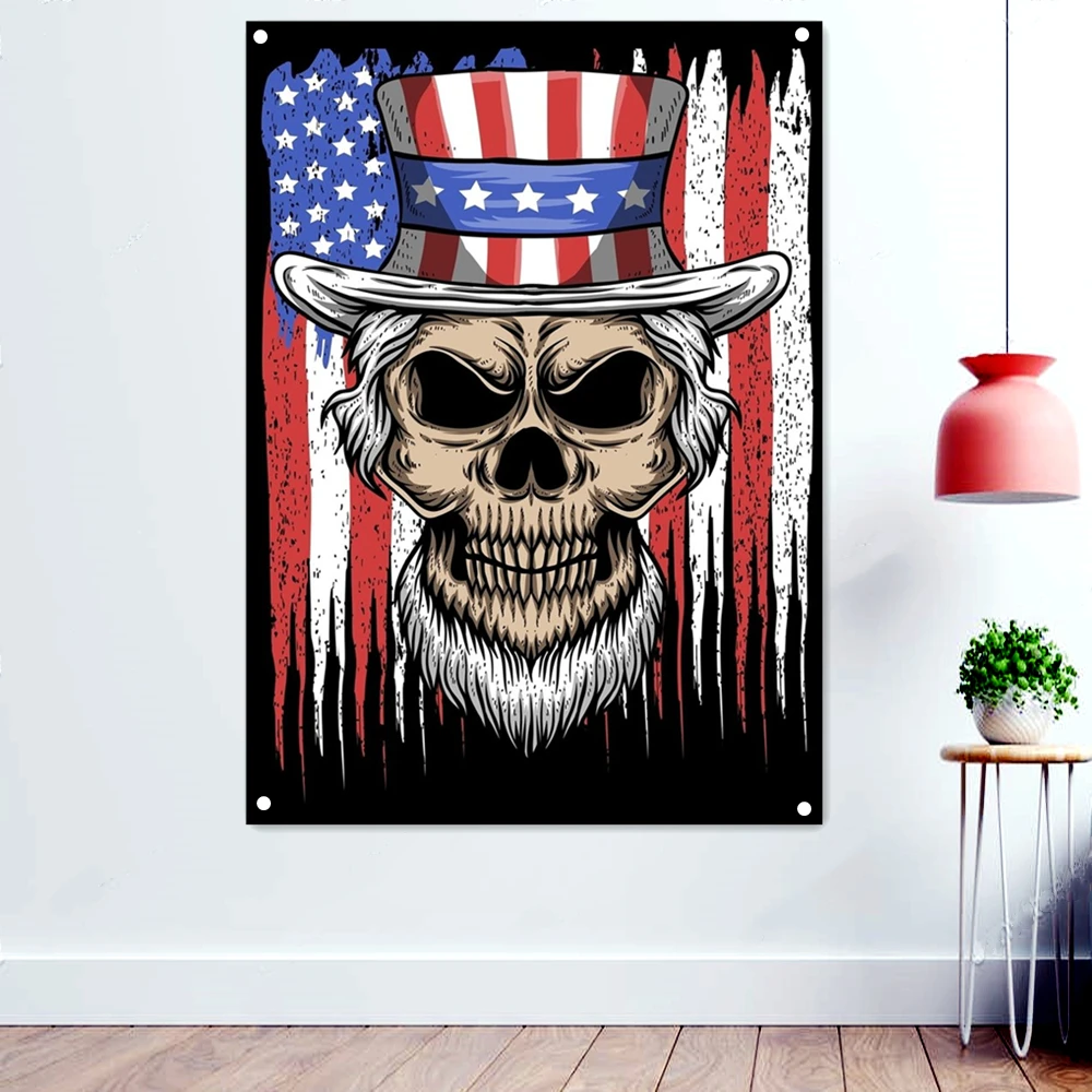 

Uncle Sam Horror Disgusting Art Banner Hanging Cloth Home Decoration Death Metal Music Posters Wall Art Rock Band Icon Flag Gift