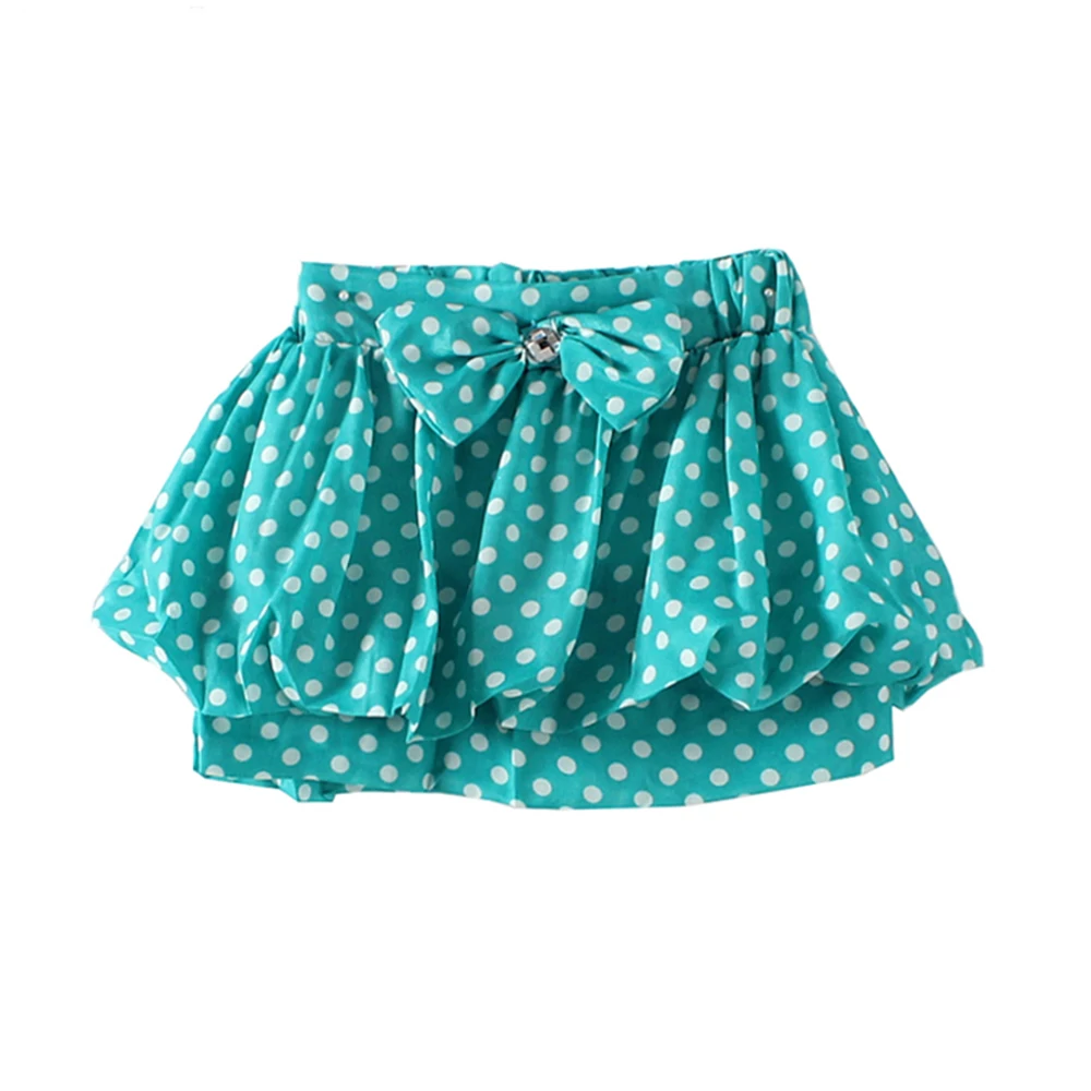 

LittleSpring Toddler Girls Chiffon Skirts Dot Printing Bubble Style Summer Bow and Crystal