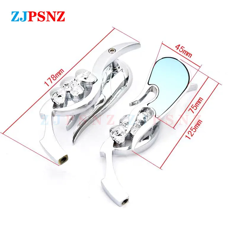 Мотоциклетное зеркало заднего вида с черепом 8 мм 10 | Автомобили и мотоциклы