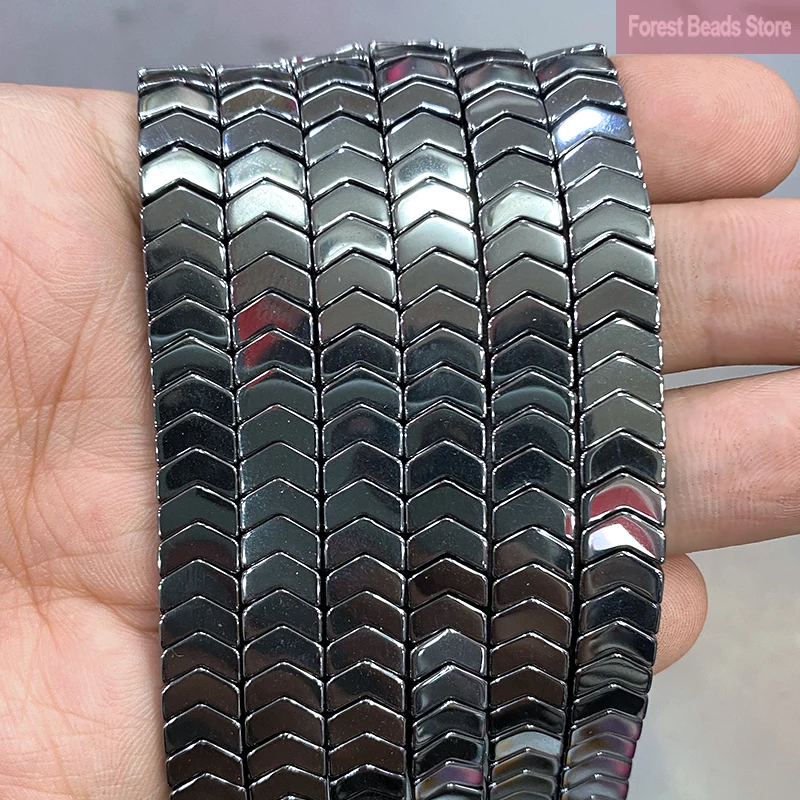 V-образные бусины из гематита с наполнителем натурального камня для изготовления