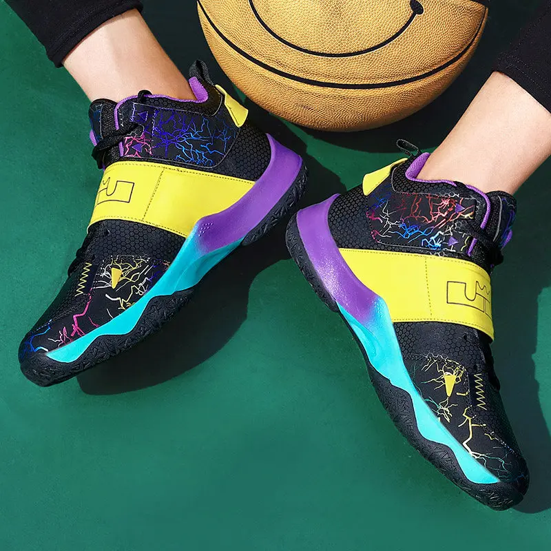 Black Trend Colorful Men Basketball Shoes Sneakers New Fashion High top Ttraining Basketball Sport Shoes zapatillas de deporte
