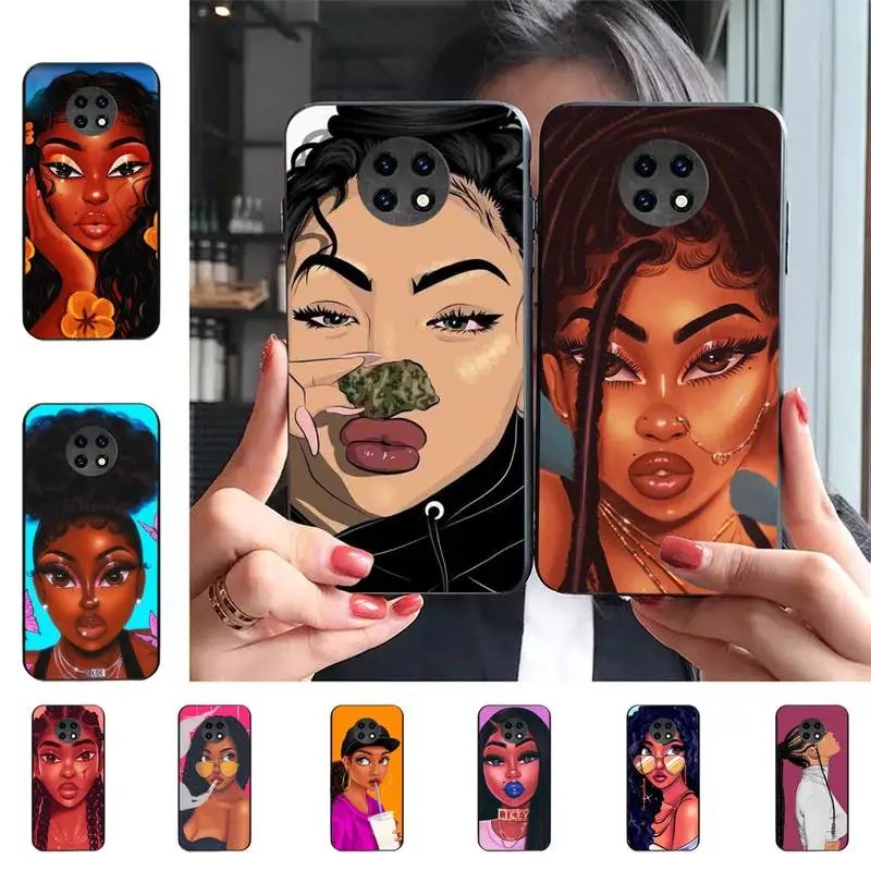 

Fashion Black Girls Phone Case For Redmi 9 5 S2 K30pro Silicone Fundas for Redmi 8 7 7A note 5 5A