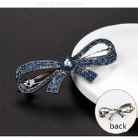 french retro word spring clip royal blue rhinestone metal hairpin for women 2021 summer new