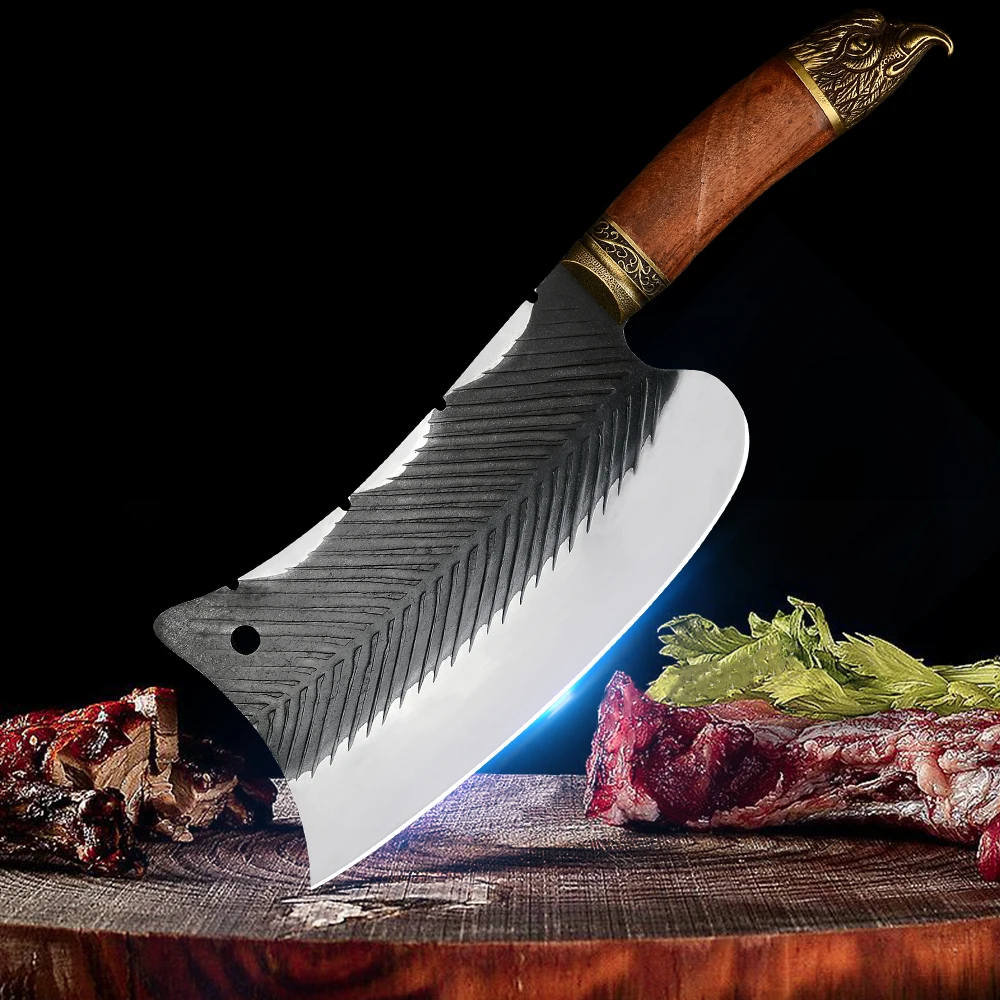 

Кованый кухонный нож ручной работы из нержавеющей стали, китайский молоток 9,5 дюйма, острый Мясницкий шеф-повар, измельчитель, кухонные инст...