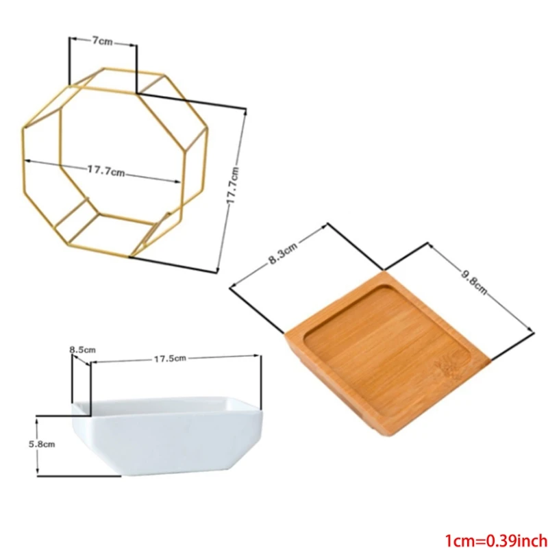 

E7CC Minimalist Octagonal Geometric Wall Hanging Table Succulents Ceramic Flower Pot