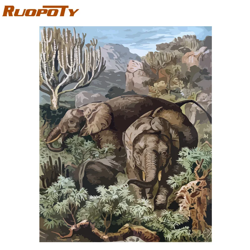 190820-22 Ruopoty рамка Diy Краска ing по номерам Бабочка Животные Современная Настенная живопись холст Рисование акриловая краска по номерам для домашний декор - Цвет: 190820-22