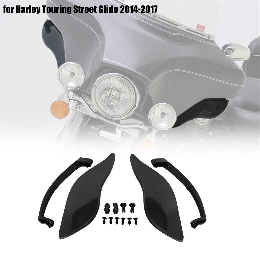 

Motorcycle Black ABS Adjustable Side Wings Air Deflectors Fairing Side Cover Shield For Harley Touring Street Glide 2014-2017