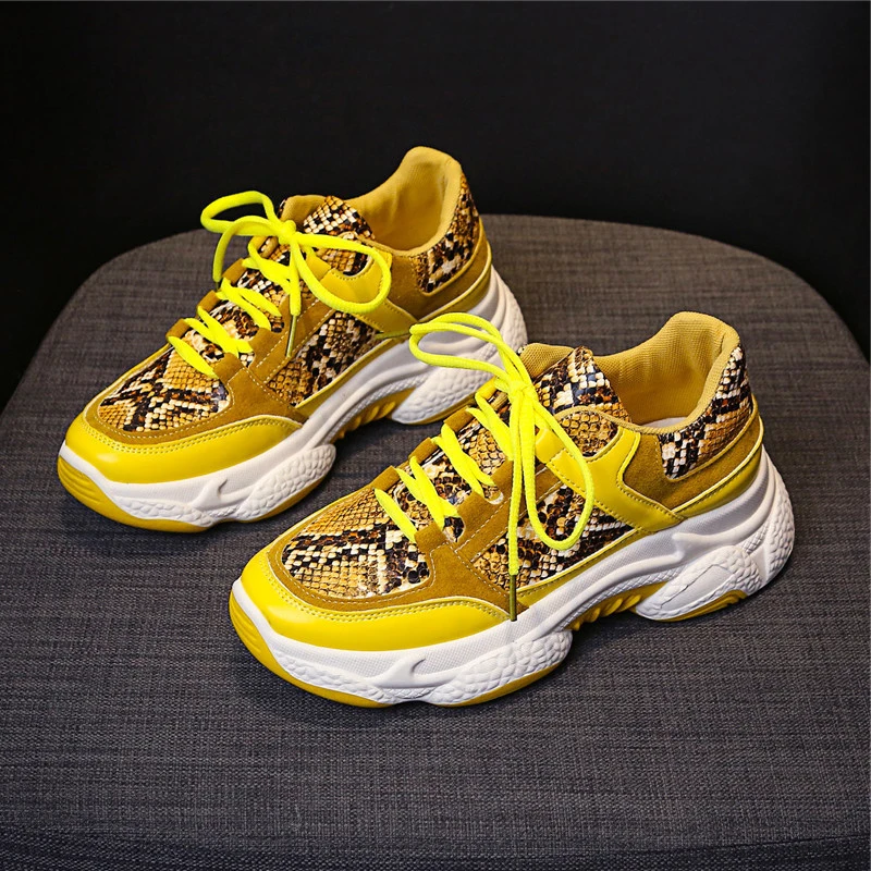 2020 женская обувь со змеиным узором Туфли с подошвой из вулканизированной резины