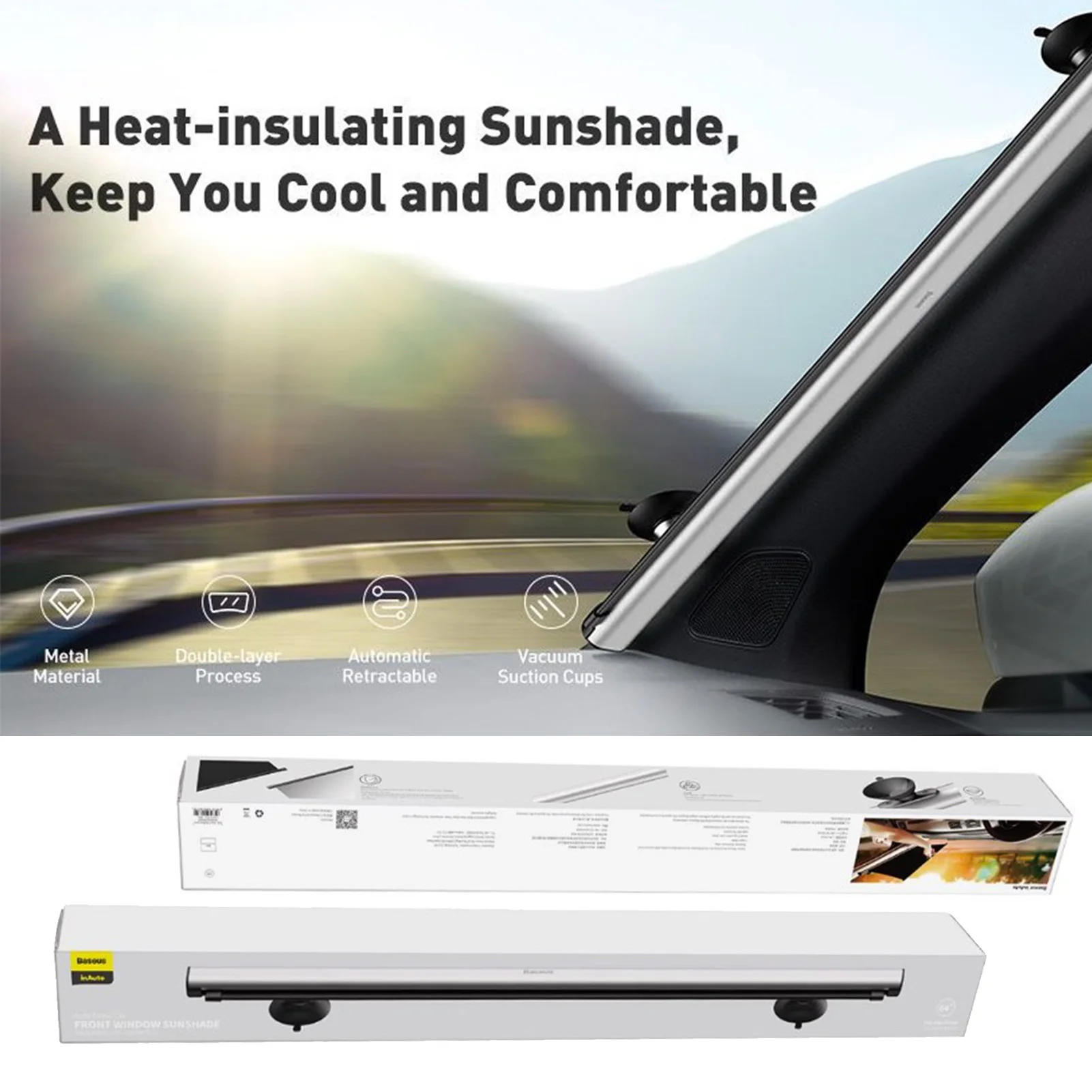 

Hight quality car windshield sunshade hood automatic retractable sunblind sun protection for car front window shade sunshade